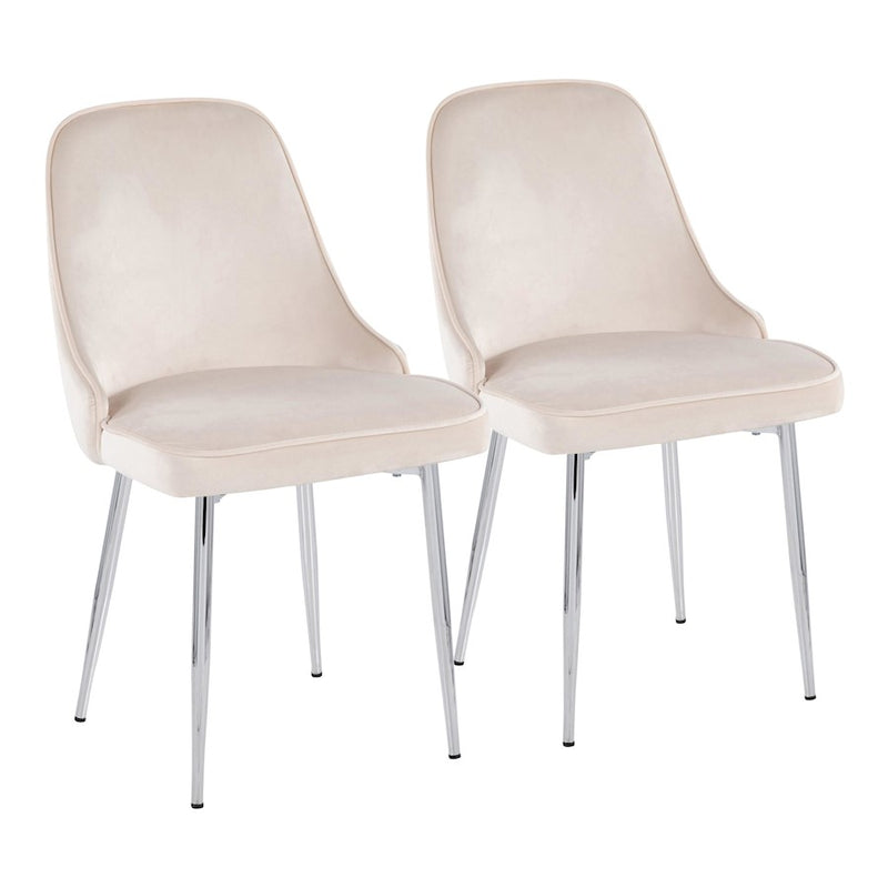 LumiSource Marcel Dining Chair, Set of 2 in Chrome/Cream Velvet - DC-MARCLVCR2