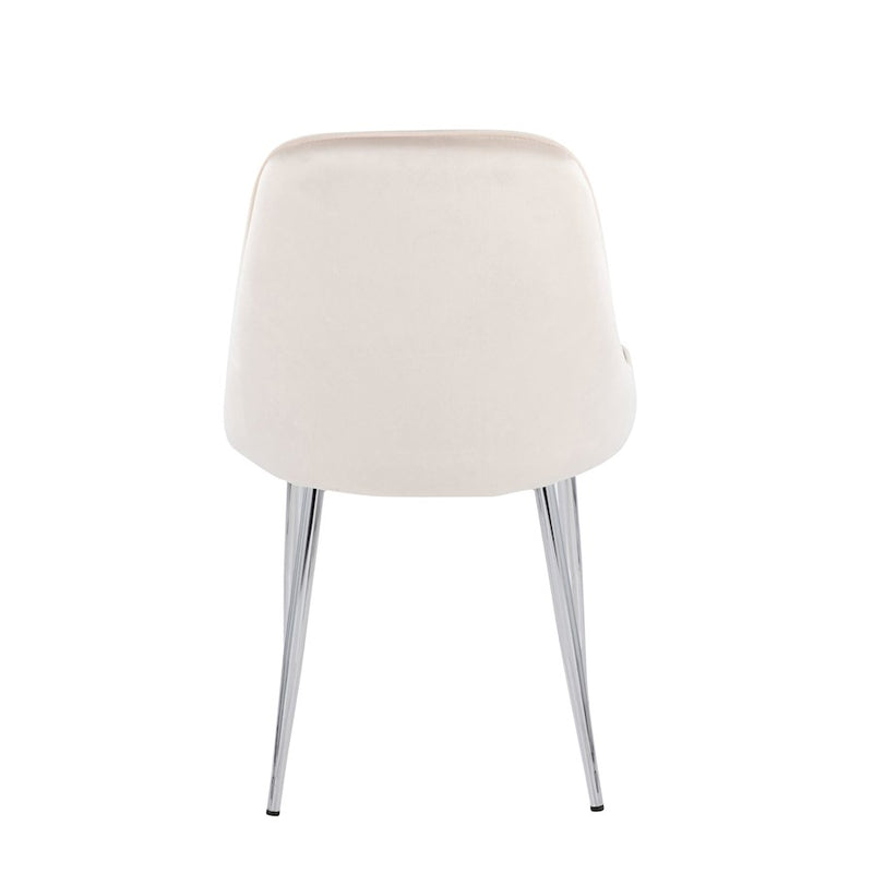 LumiSource Marcel Dining Chair, Set of 2 in Chrome/Cream Velvet