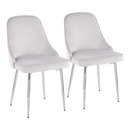 LumiSource Marcel Dining Chair, Set of 2, Chrome/Stormy White - DC-MARCLVW2