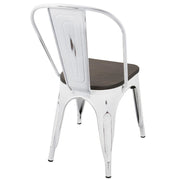 LumiSource Oregon Dining Chair Set of 2 | Industrial White and Espresso Steel & Bamboo | Kitchen & Dining Room | Model DC-ORVW-E2