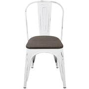 LumiSource Oregon Dining Chair Set of 2 | Industrial White and Espresso Steel & Bamboo | Kitchen & Dining Room | Model DC-ORVW-E2