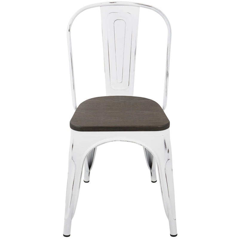 LumiSource Oregon Dining Chair Set of 2 | Industrial White and Espresso Steel & Bamboo | Kitchen & Dining Room | Model DC-ORVW-E2