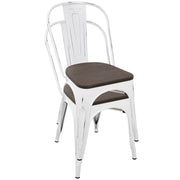 LumiSource Oregon Dining Chair Set of 2 | Industrial White and Espresso Steel & Bamboo | Kitchen & Dining Room | Model DC-ORVW-E2