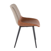 LumiSource Outlaw Chair Set of 2 | Industrial Black Metal, Espresso PU & Brown Fabric | Dining Room & Accent Seating | Model DC-OTLWBK-BN2