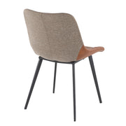 LumiSource Outlaw Chair Set of 2 | Industrial Black Metal, Espresso PU & Brown Fabric | Dining Room & Accent Seating | Model DC-OTLWBK-BN2