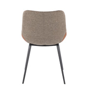 LumiSource Outlaw Chair Set of 2 | Industrial Black Metal, Espresso PU & Brown Fabric | Dining Room & Accent Seating | Model DC-OTLWBK-BN2