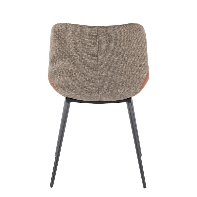 LumiSource Outlaw Chair Set of 2 | Industrial Black Metal, Espresso PU & Brown Fabric | Dining Room & Accent Seating | Model DC-OTLWBK-BN2
