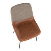 LumiSource Outlaw Chair Set of 2 | Industrial Black Metal, Espresso PU & Brown Fabric | Dining Room & Accent Seating | Model DC-OTLWBK-BN2
