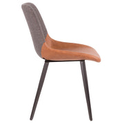 LumiSource Outlaw Two-Tone Chair Set of 2 | Industrial Black Metal, Brown PU & Grey Fabric | Dining Room & Accent Seating | Model DC-OTLWBKBN-GY2
