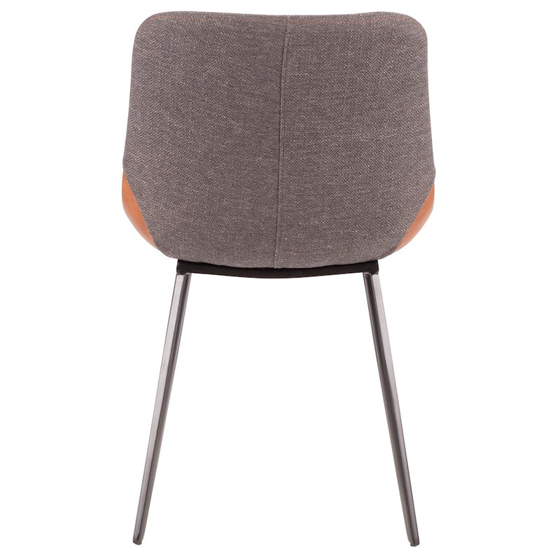 LumiSource Outlaw Two-Tone Chair Set of 2 | Industrial Black Metal, Brown PU & Grey Fabric | Dining Room & Accent Seating | Model DC-OTLWBKBN-GY2