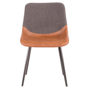 LumiSource Outlaw Two-Tone Chair Set of 2 | Industrial Black Metal, Brown PU & Grey Fabric | Dining Room & Accent Seating | Model DC-OTLWBKBN-GY2