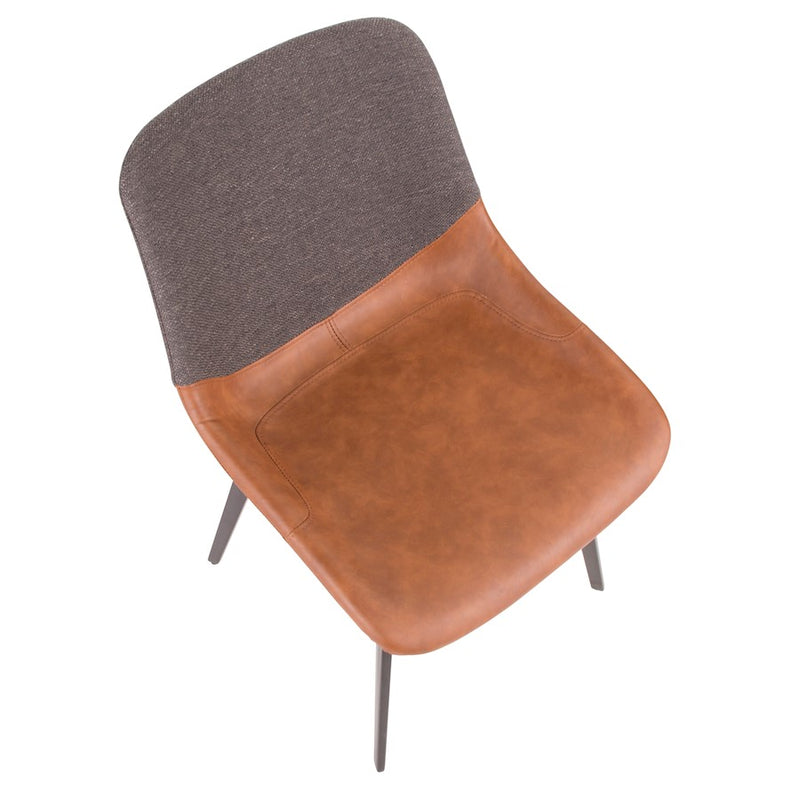 LumiSource Outlaw Two-Tone Chair Set of 2 | Industrial Black Metal, Brown PU & Grey Fabric | Dining Room & Accent Seating | Model DC-OTLWBKBN-GY2
