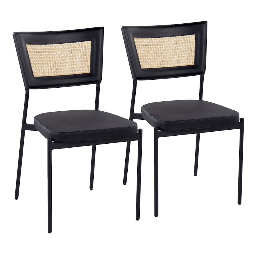 LumiSource Tania Dining Chair, Set of 2, Black/Rattan - DC-RTNTANIABKBK2