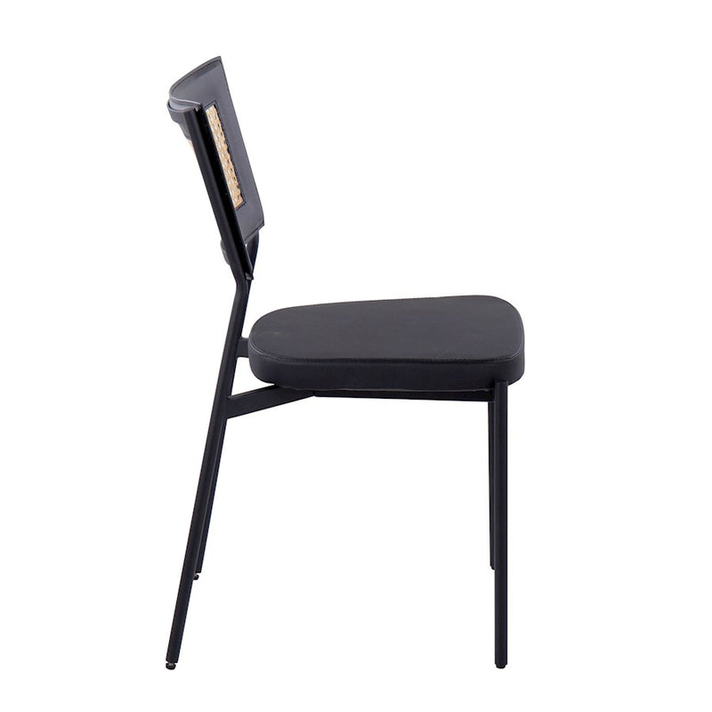 LumiSource Tania Dining Chair Set of 2 | Contemporary Black Metal, Black PU & Rattan | Kitchen & Dining Room | Model DC-RTNTANIABKBK2
