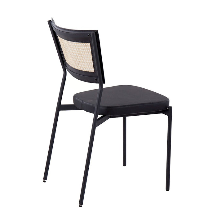 LumiSource Tania Dining Chair, Set of 2, Black/Rattan