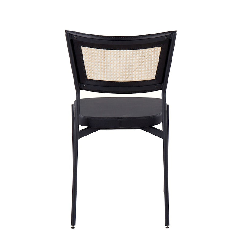 LumiSource Tania Dining Chair Set of 2 | Contemporary Black Metal, Black PU & Rattan | Kitchen & Dining Room | Model DC-RTNTANIABKBK2