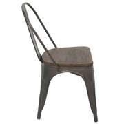 LumiSource Oregon Dining Chair (Set of 2) | Industrial Antique Steel & Espresso Wood Seat | Kitchen & Dining Room Seating | Model DC-TW-ORDKESP2