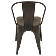 LumiSource Oregon Dining Chair (Set of 2) | Industrial Antique Steel & Espresso Wood Seat | Kitchen & Dining Room Seating | Model DC-TW-ORDKESP2