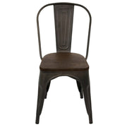 LumiSource Oregon Dining Chair (Set of 2) | Industrial Antique Steel & Espresso Wood Seat | Kitchen & Dining Room Seating | Model DC-TW-ORDKESP2