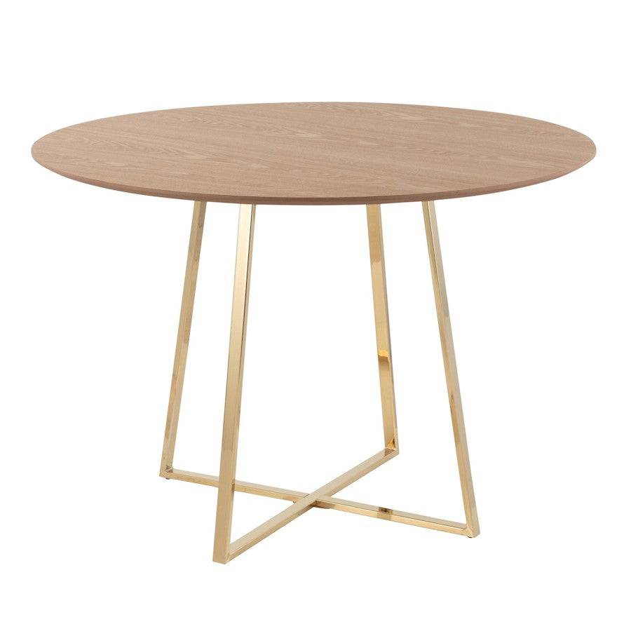 LumiSource Cosmo 43" Dining Table, Gold Metal/Natural Wood - DT-43COSMO2AUNA