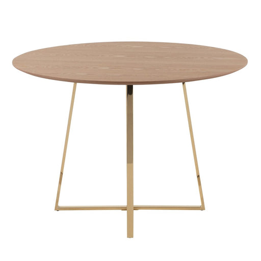 LumiSource Cosmo 43" Dining Table, Gold Metal/Natural Wood