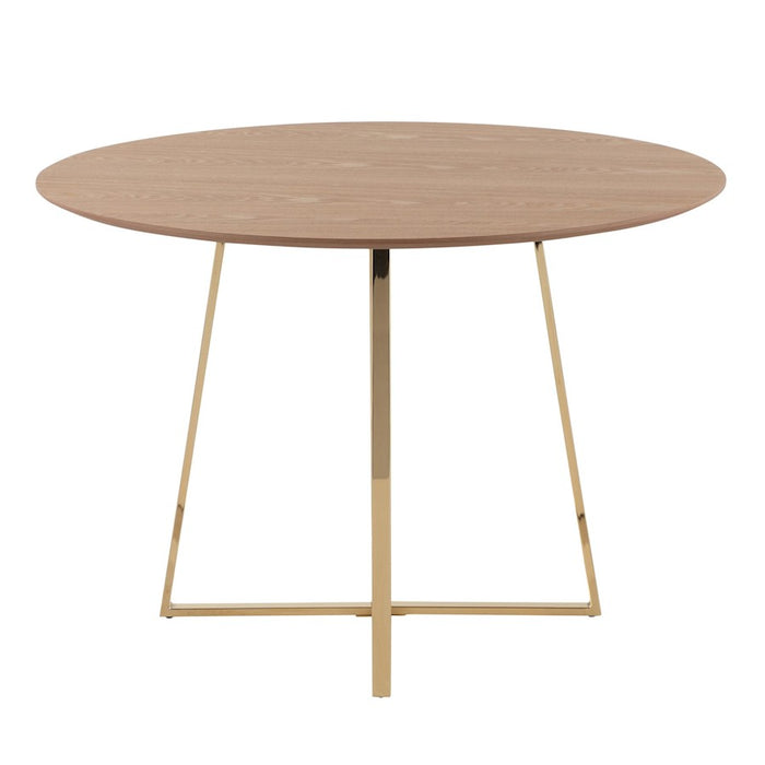 LumiSource Cosmo 43" Dining Table, Gold Metal/Natural Wood