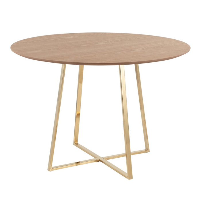LumiSource Cosmo 43" Dining Table, Gold Metal/Natural Wood