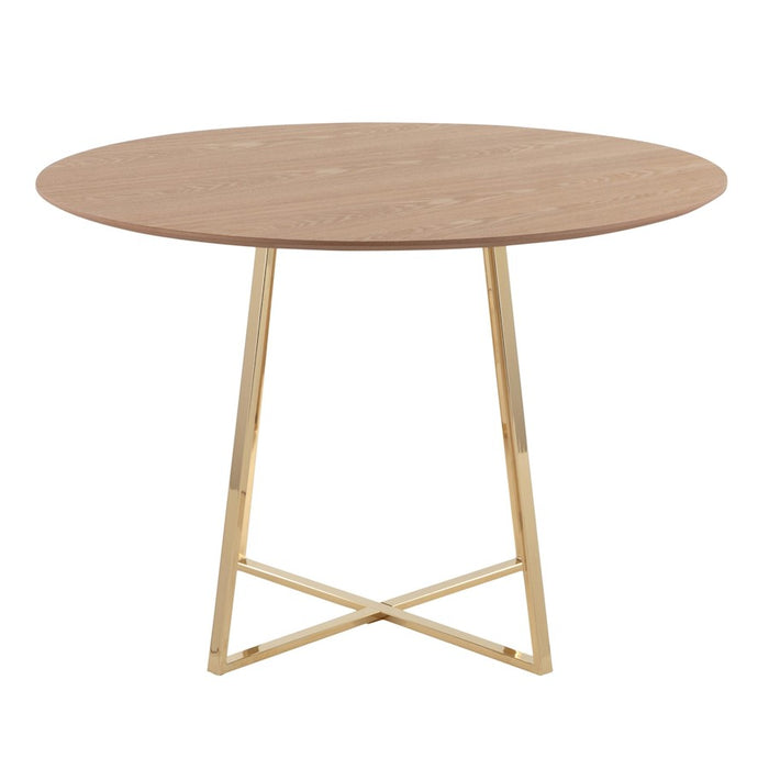 LumiSource Cosmo 43" Dining Table, Gold Metal/Natural Wood