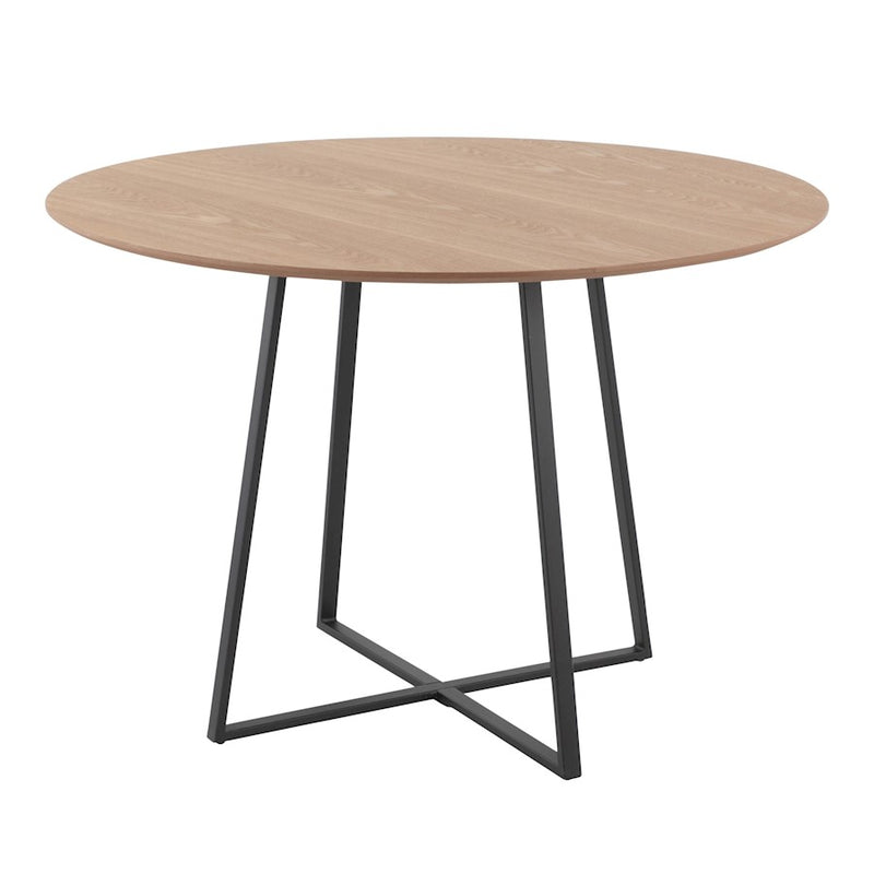 LumiSource Cosmo 43" Dining Table, Black Metal/Natural Wood