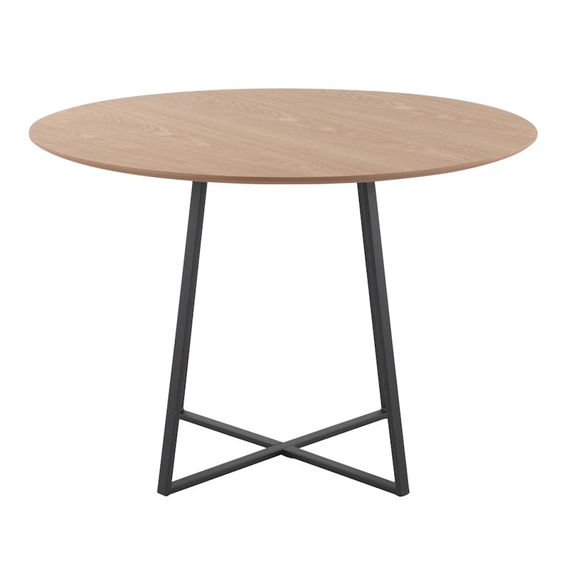 LumiSource Cosmo 43" Dining Table, Black Metal/Natural Wood