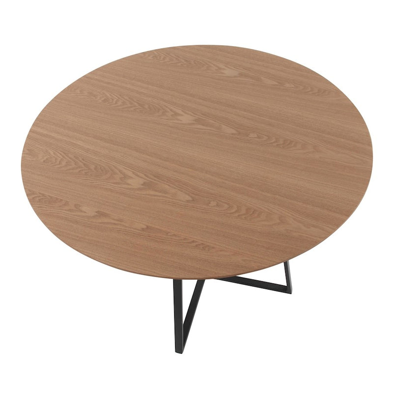LumiSource Cosmo 43" Dining Table, Black Metal/Natural Wood