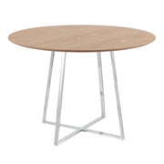 LumiSource Cosmo 43" Dining Table, Chrome/Natural Wood - DT-43COSMO2CHRMNA