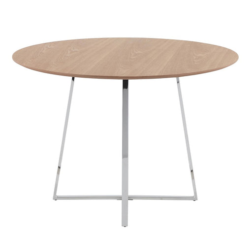 LumiSource Cosmo 43" Dining Table, Chrome/Natural Wood