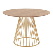 LumiSource Canary Dining Table, Gold Metal/Natural Wood - DT-CANARY2AUNA