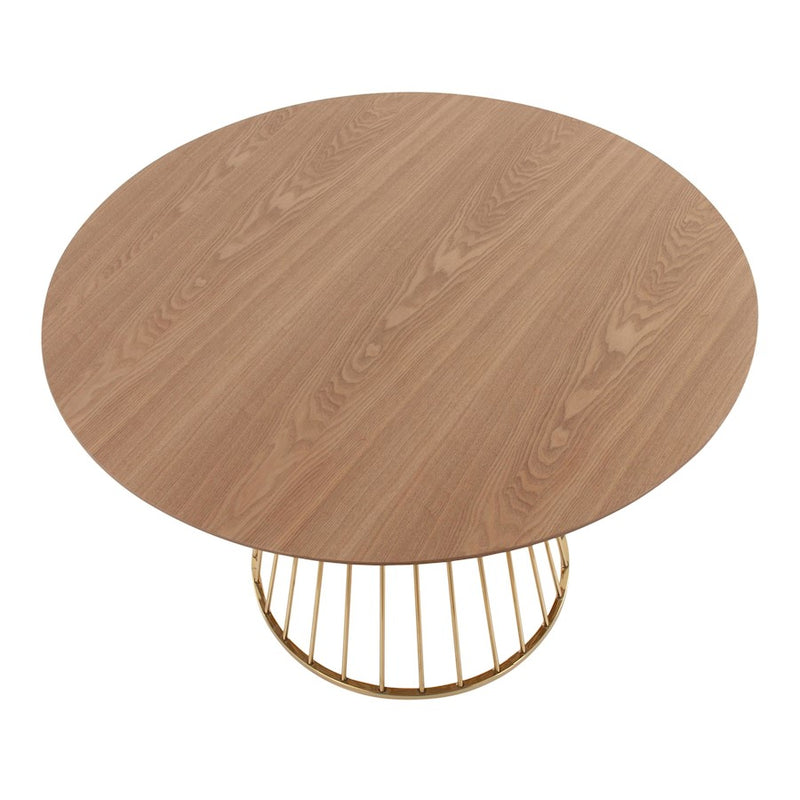 LumiSource Canary Dining Table, Gold Metal/Natural Wood