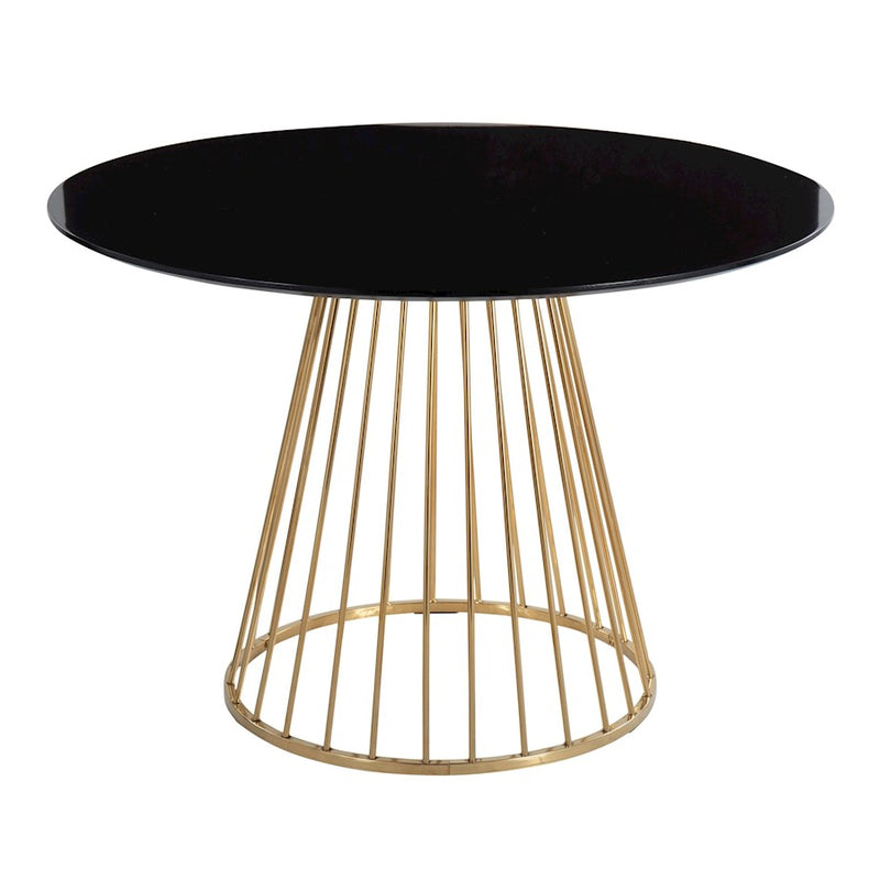 LumiSource Canary Dining Table, Gold Metal/Black Wood - DT-CANARY2AUNCBK