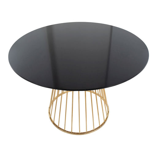 LumiSource Canary Dining Table, Gold Metal/Black Wood