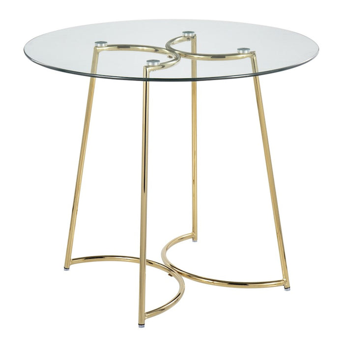 LumiSource Cece Dinette Table in Gold Steel/Clear Glass - DT-CECE35AUGL
