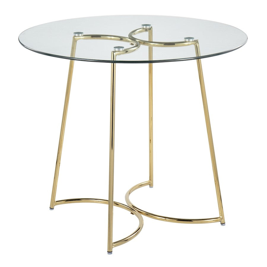 LumiSource Cece Dinette Table in Gold Steel/Clear Glass - DT-CECE35AUGL