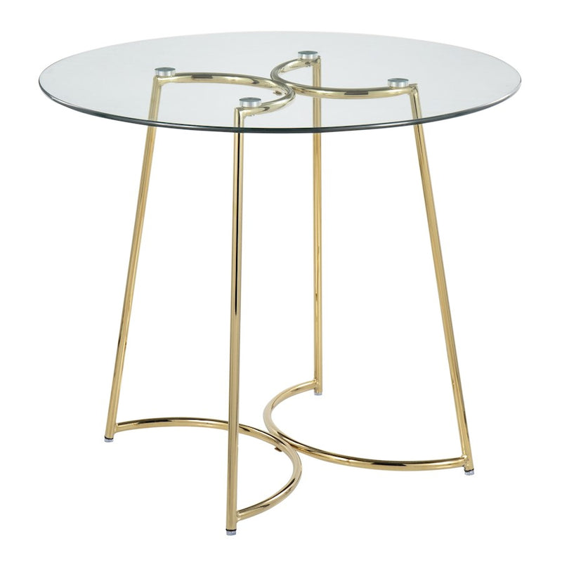 LumiSource Cece 35in Round Dinette Table | Glam Gold Steel & Clear Glass | Kitchen & Dining Room Table | 35 x 35 x 30.25 in | Model DT-CECE35AUGL