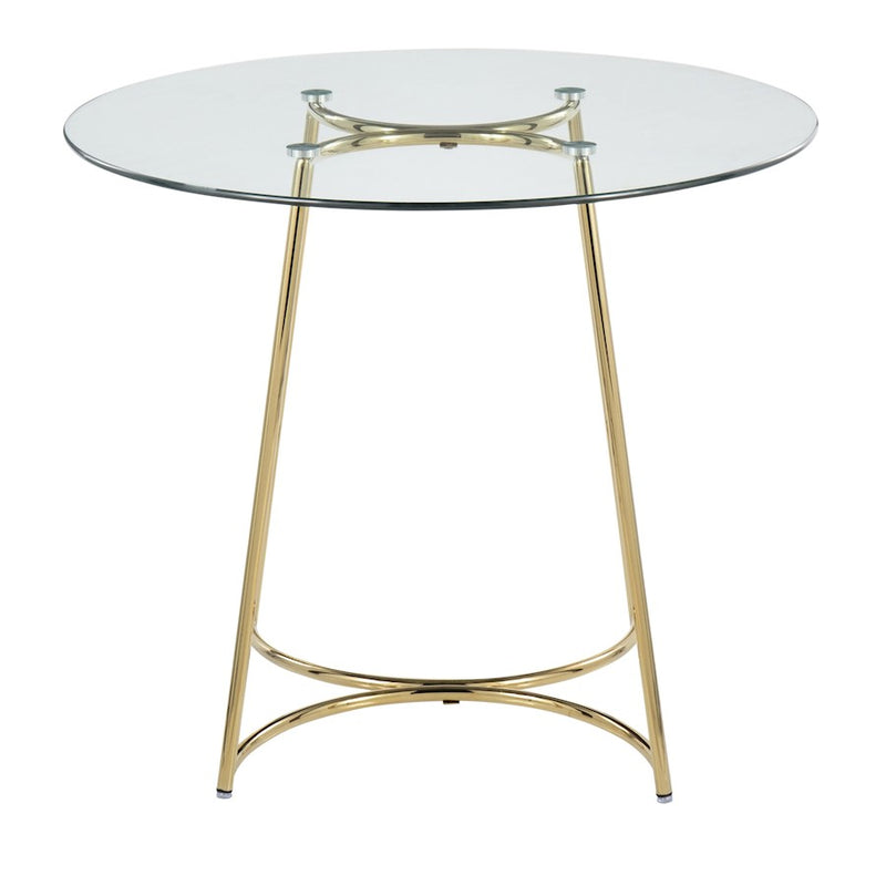 LumiSource Cece 35in Round Dinette Table | Glam Gold Steel & Clear Glass | Kitchen & Dining Room Table | 35 x 35 x 30.25 in | Model DT-CECE35AUGL