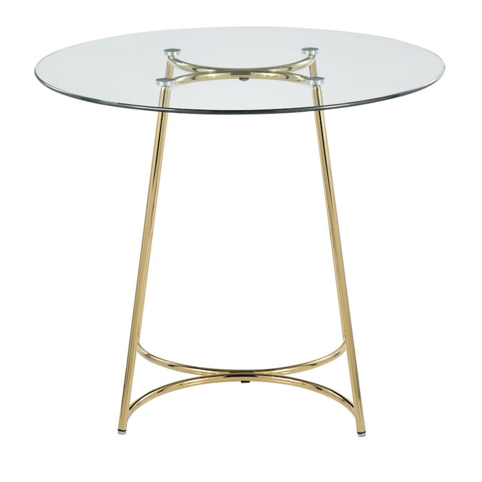 LumiSource Cece Dinette Table in Gold Steel/Clear Glass