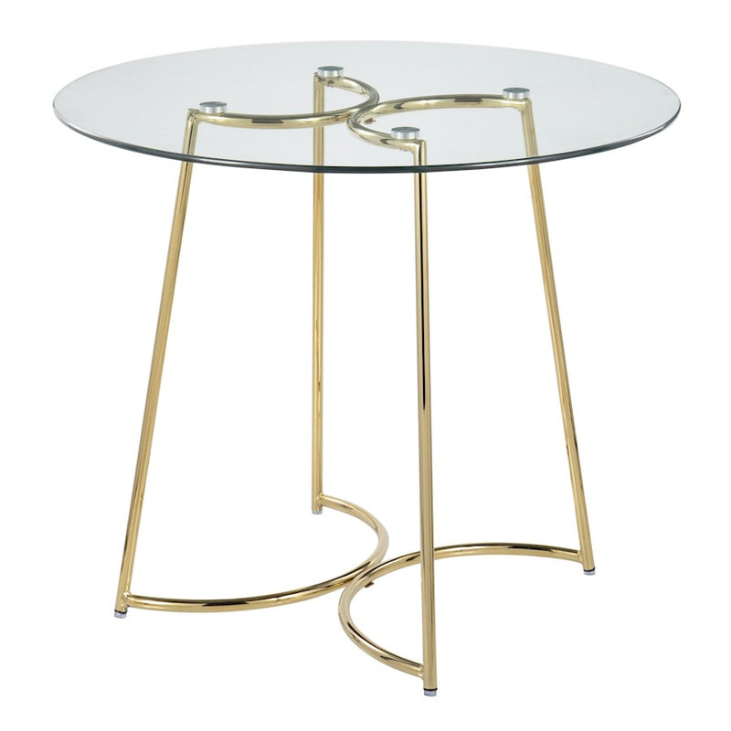 LumiSource Cece 35in Round Dinette Table | Glam Gold Steel & Clear Glass | Kitchen & Dining Room Table | 35 x 35 x 30.25 in | Model DT-CECE35AUGL