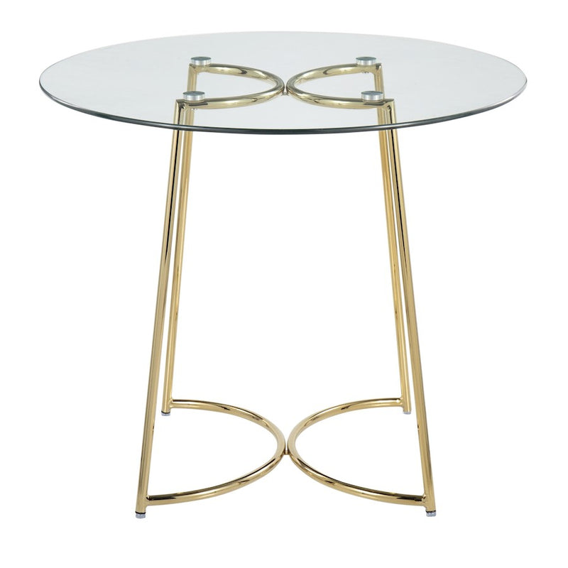 LumiSource Cece 35in Round Dinette Table | Glam Gold Steel & Clear Glass | Kitchen & Dining Room Table | 35 x 35 x 30.25 in | Model DT-CECE35AUGL