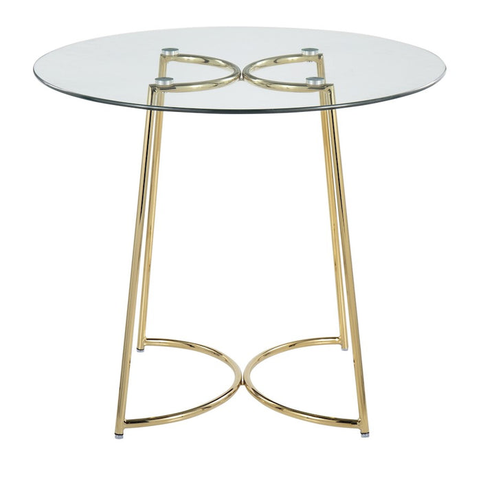 LumiSource Cece Dinette Table in Gold Steel/Clear Glass