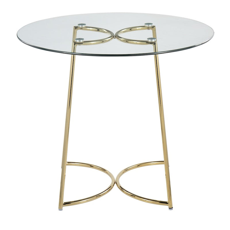 LumiSource Cece 35in Round Dinette Table | Glam Gold Steel & Clear Glass | Kitchen & Dining Room Table | 35 x 35 x 30.25 in | Model DT-CECE35AUGL