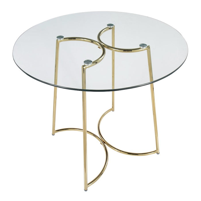 LumiSource Cece Dinette Table in Gold Steel/Clear Glass