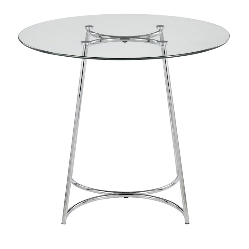 LumiSource Cece 35in Round Dinette Table | Chrome Painted Steel and Clear Tempered Glass | Kitchen & Dining Room | 35 x 35 x 30 in | Model DT-CECE35GL