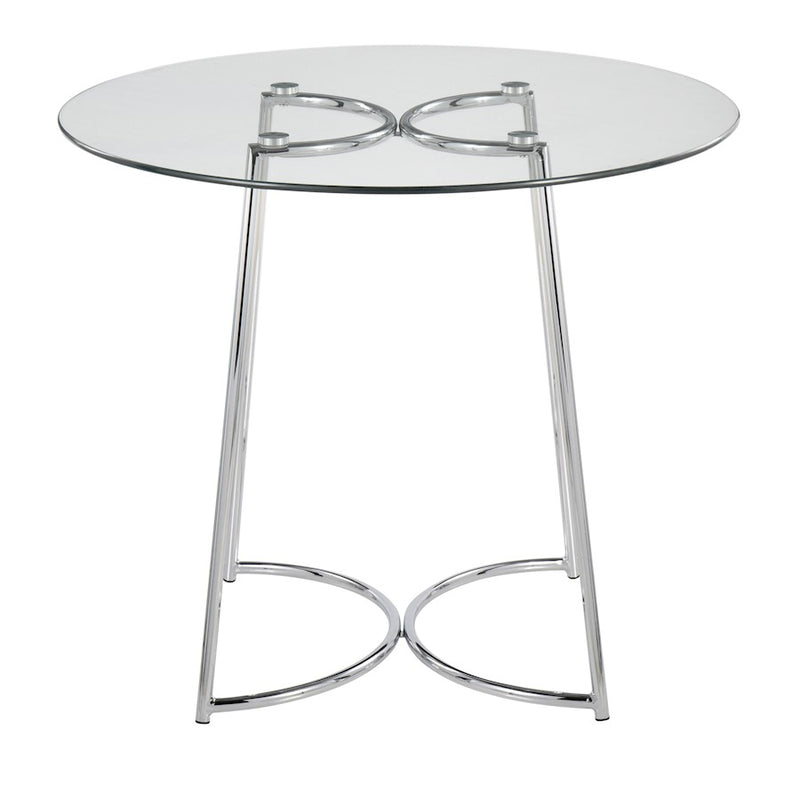 LumiSource Cece 35in Round Dinette Table | Chrome Painted Steel and Clear Tempered Glass | Kitchen & Dining Room | 35 x 35 x 30 in | Model DT-CECE35GL
