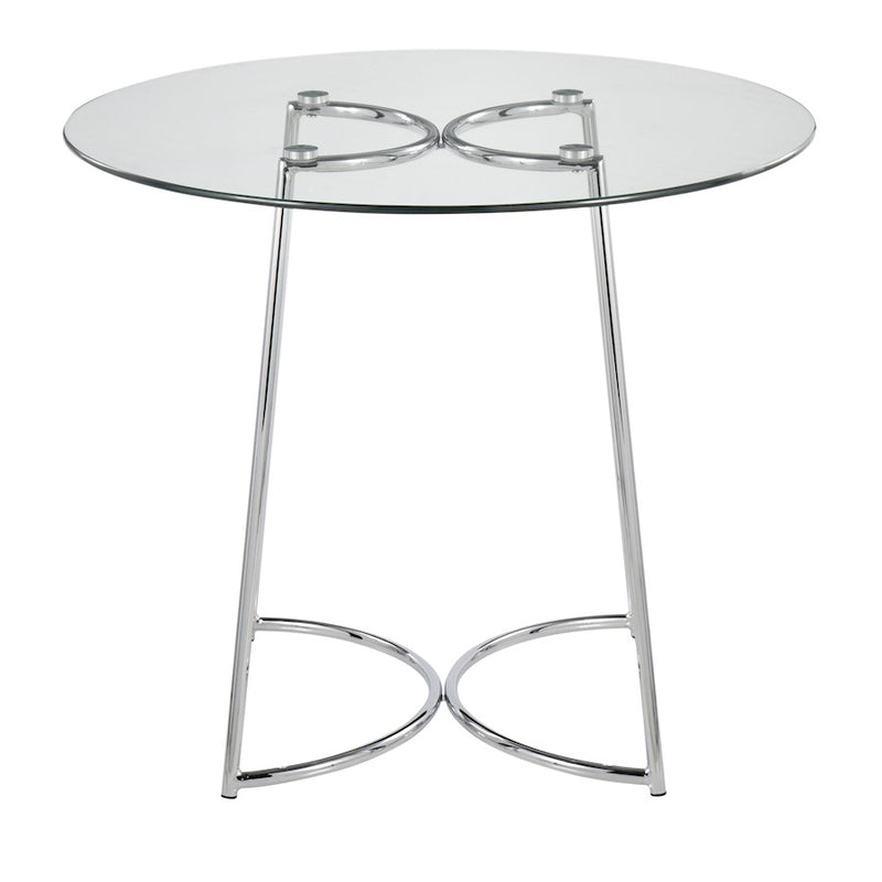 LumiSource Cece 35in Round Dinette Table | Chrome Painted Steel and Clear Tempered Glass | Kitchen & Dining Room | 35 x 35 x 30 in | Model DT-CECE35GL